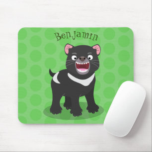 Cute hungry Tasmanian devil cartoon illustration Mouse Pad