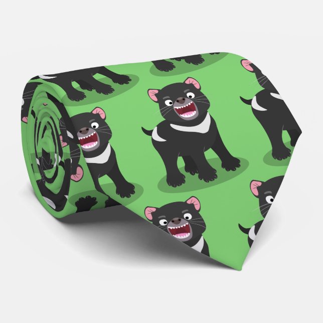 Cute hungry Tasmanian devil cartoon illustration Neck Tie (Rolled)