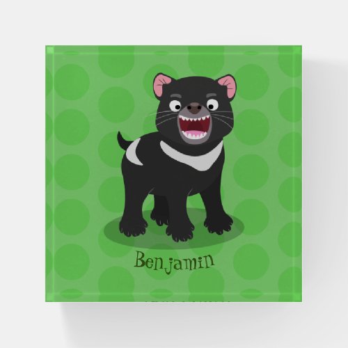 Cute hungry Tasmanian devil cartoon illustration Paperweight