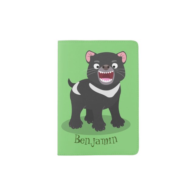 Cute hungry Tasmanian devil cartoon illustration Passport Holder (Front)
