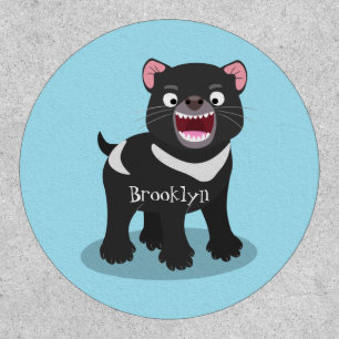 Cute hungry Tasmanian devil cartoon illustration Patch