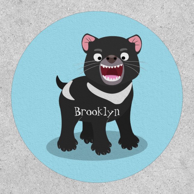 Cute hungry Tasmanian devil cartoon illustration Patch (Front)