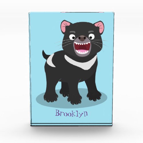 Cute hungry Tasmanian devil cartoon illustration Photo Block