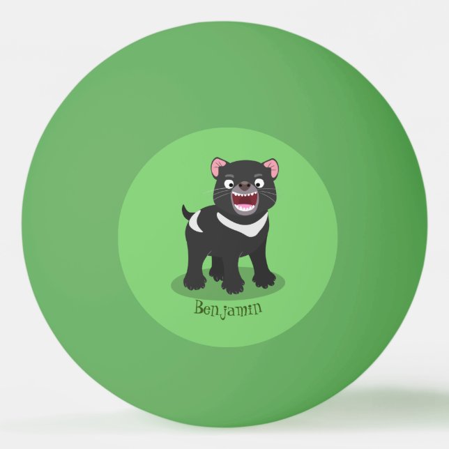 Cute hungry Tasmanian devil cartoon illustration Ping Pong Ball (Front)