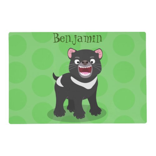 Cute hungry Tasmanian devil cartoon illustration Placemat