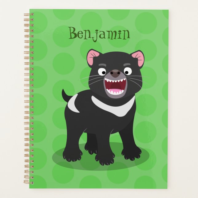 Cute hungry Tasmanian devil cartoon illustration Planner (Front)