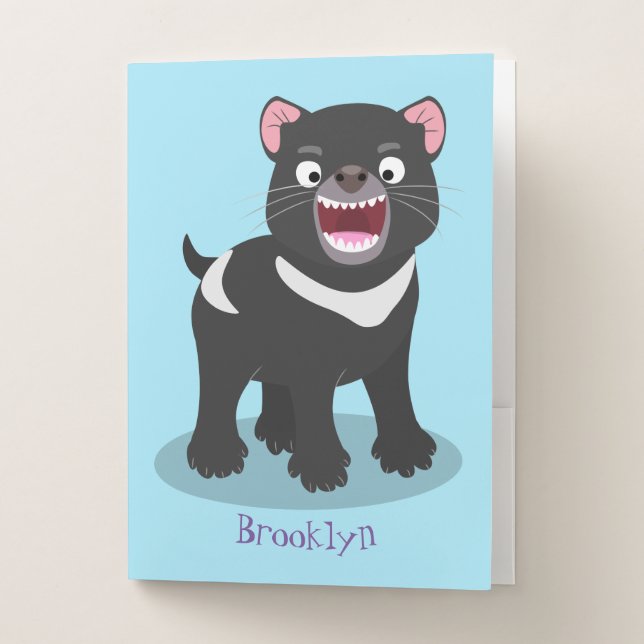 Cute hungry Tasmanian devil cartoon illustration Pocket Folder (Front)