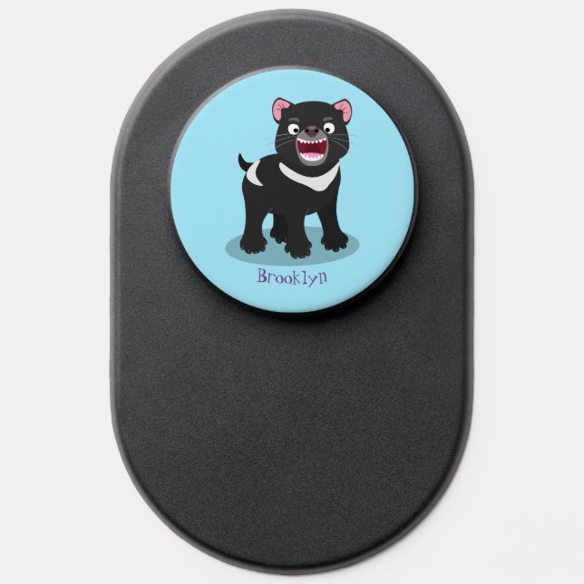 Cute hungry Tasmanian devil cartoon illustration PopSocket (Popsocket)