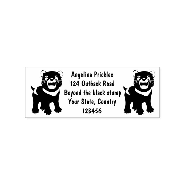 Cute hungry Tasmanian devil cartoon illustration Rubber Stamp (Imprint)