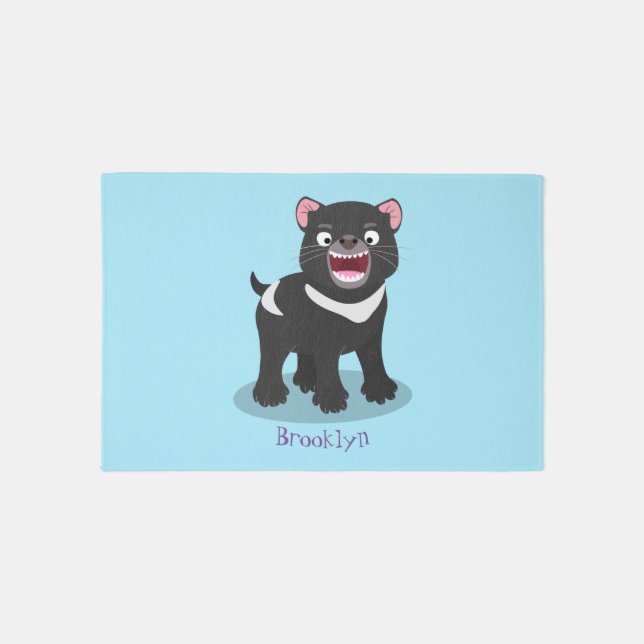 Cute hungry Tasmanian devil cartoon illustration Rug (Front)