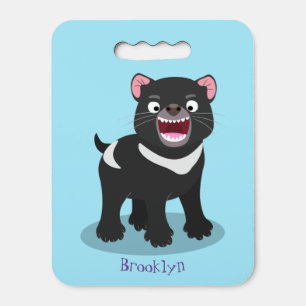 Cute hungry Tasmanian devil cartoon illustration Seat Cushion