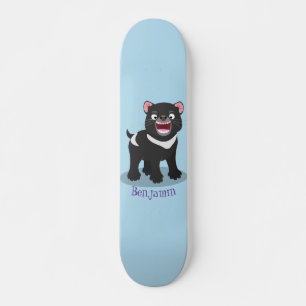 Cute hungry Tasmanian devil cartoon illustration Skateboard
