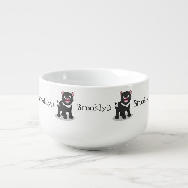 Cute hungry Tasmanian devil cartoon illustration Soup Mug (Front)