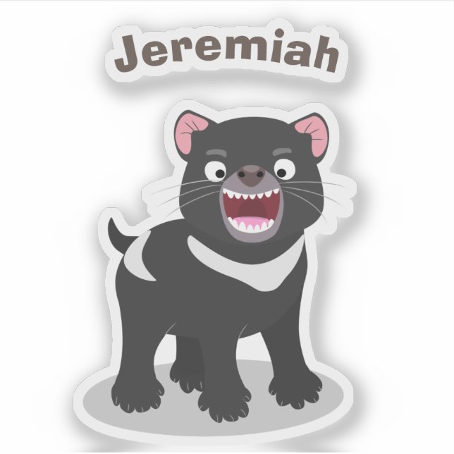 Cute hungry Tasmanian devil cartoon illustration Sticker (Front)
