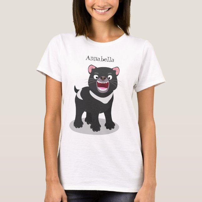 Cute hungry Tasmanian devil cartoon illustration T-Shirt (Front)