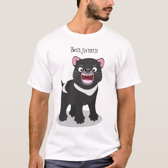 Cute hungry Tasmanian devil cartoon illustration T-Shirt (Front)