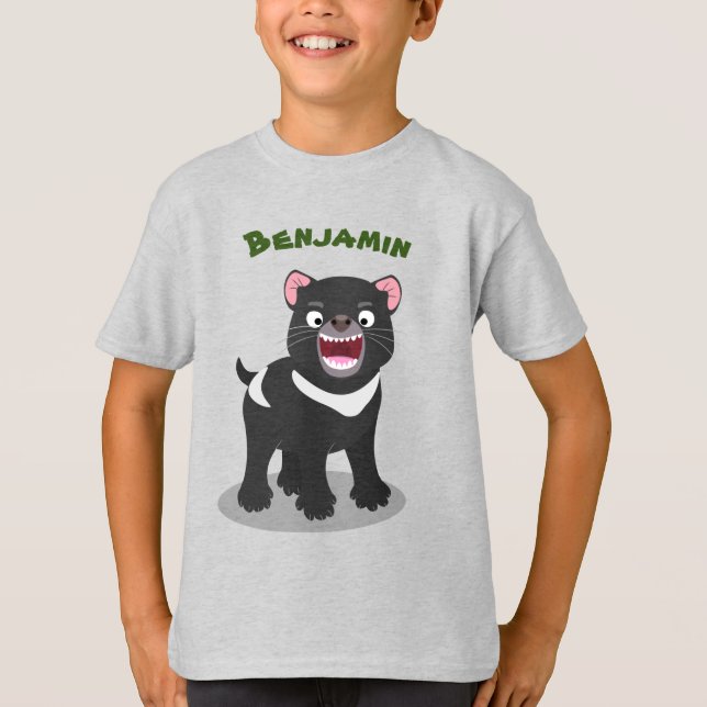 Cute hungry Tasmanian devil cartoon illustration T-Shirt (Front)
