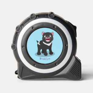Cute hungry Tasmanian devil cartoon illustration Tape Measure