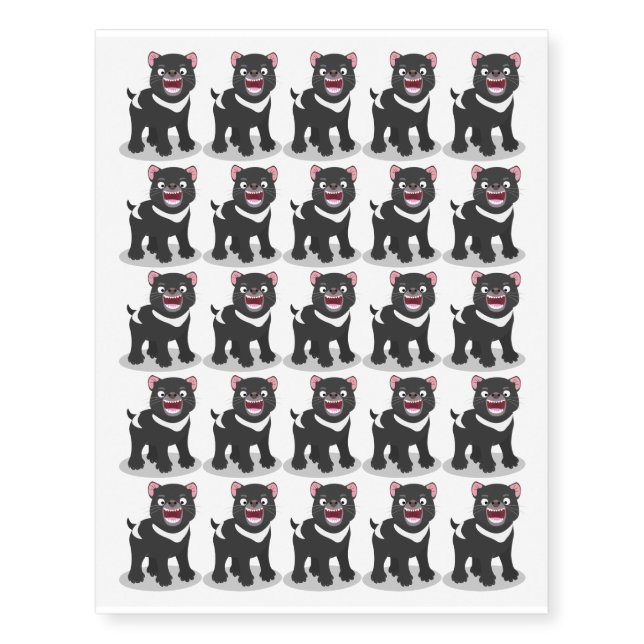 Cute hungry Tasmanian devil cartoon illustration Temporary Tattoos (Front)