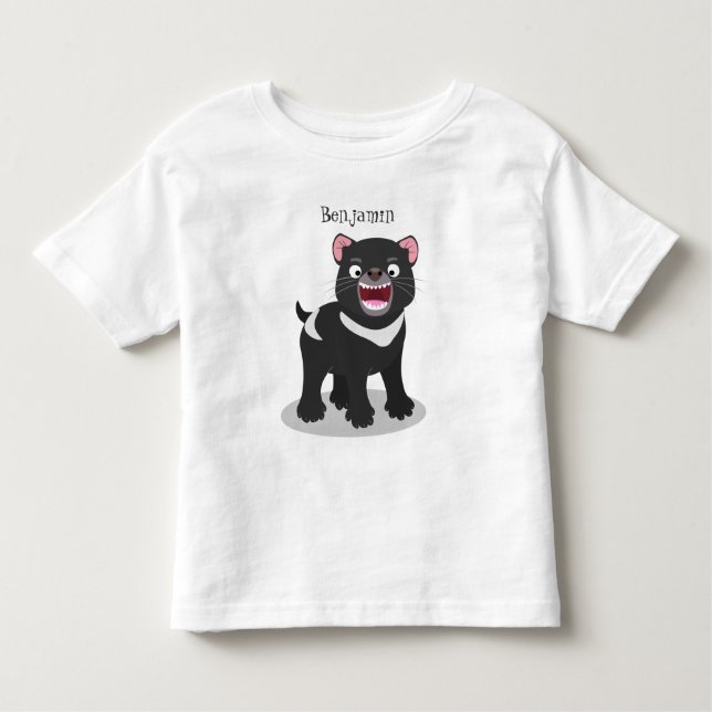 Cute hungry Tasmanian devil cartoon illustration Toddler T-shirt (Front)