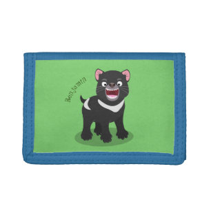 Cute hungry Tasmanian devil cartoon illustration Trifold Wallet