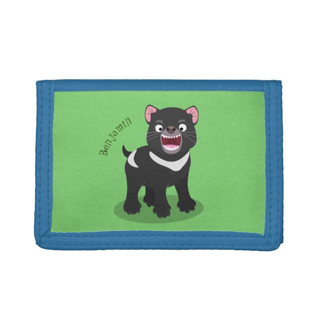 Cute hungry Tasmanian devil cartoon illustration Trifold Wallet (Front)