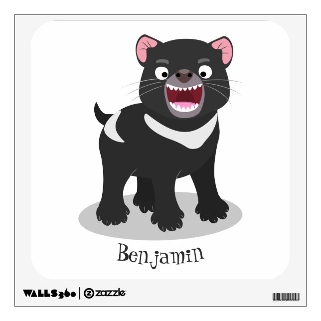 Cute hungry Tasmanian devil cartoon illustration Wall Decal (Front)