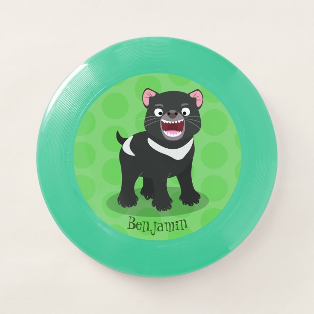 Cute hungry Tasmanian devil cartoon illustration Wham-O Frisbee (Front)