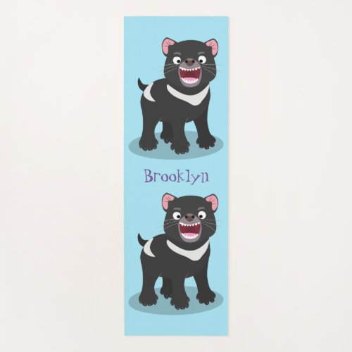 Cute hungry Tasmanian devil cartoon illustration Yoga Mat