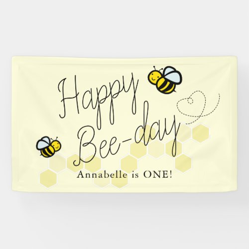 Cute Hunny Bee Yellow Girl Birthday Welcome Banner