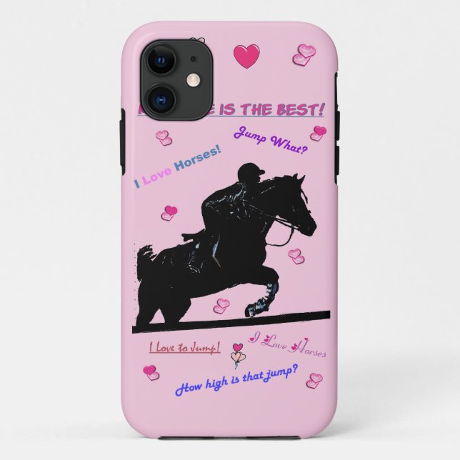 Cute Hunter Jumper Horse Doodles Case-Mate Case (Back)