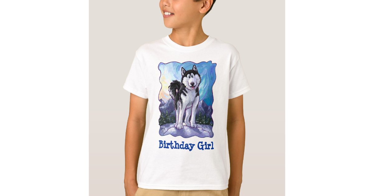 Cute Husky Birthday Girl Front And Back T Shirt Zazzle Com