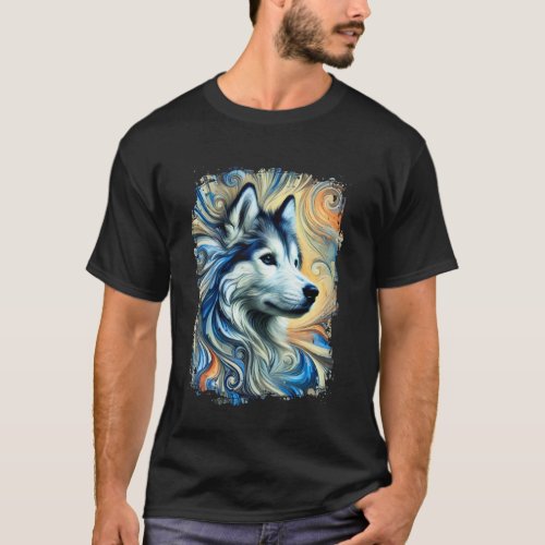Cute Husky Colourful Artwork T-Shirt