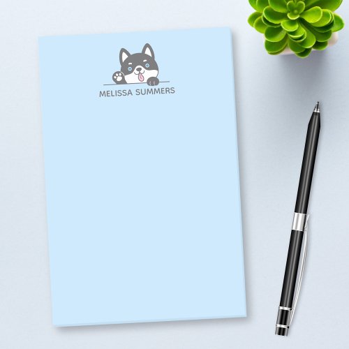 Cute Husky Dog Blue Custom Name Post_it Notes