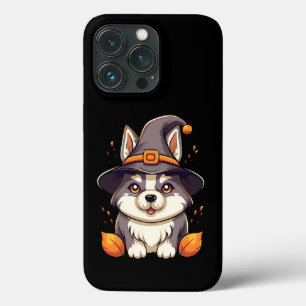 Cute Husky Dog in a Witch'S Hat Halloween iPhone 13 Pro Case