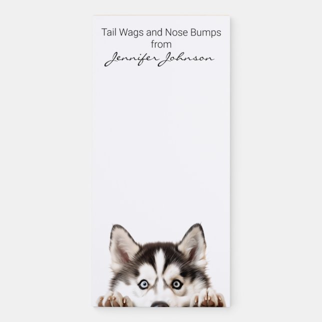 Cute Husky Dog Magnetic Notepad (Front)