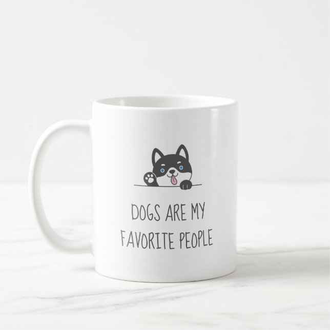 Cute Husky Dog Peeking above Quote Coffee Mug (Left)