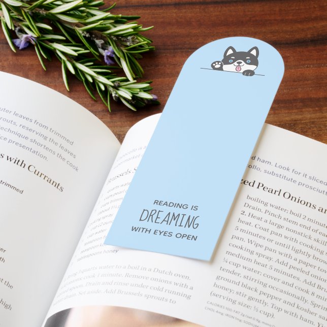 Cute Husky Dog Quote Blue Bookmarks (Book)