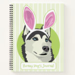 Cute Husky Dog With Easter Bunny Ears Notebook
