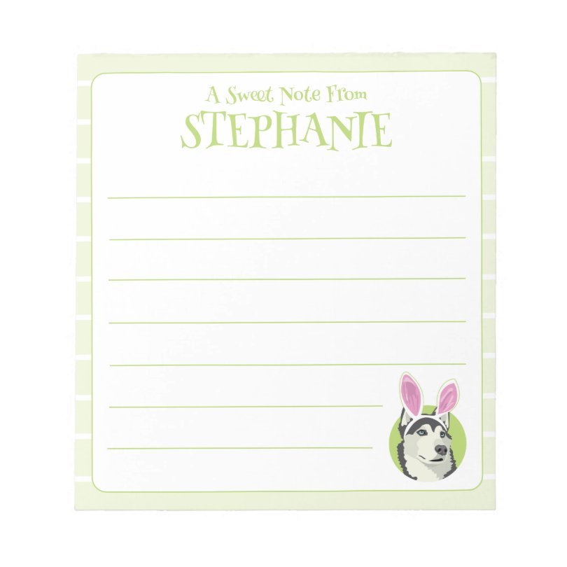 Cute Husky Dog With Easter Bunny Ears Notepad