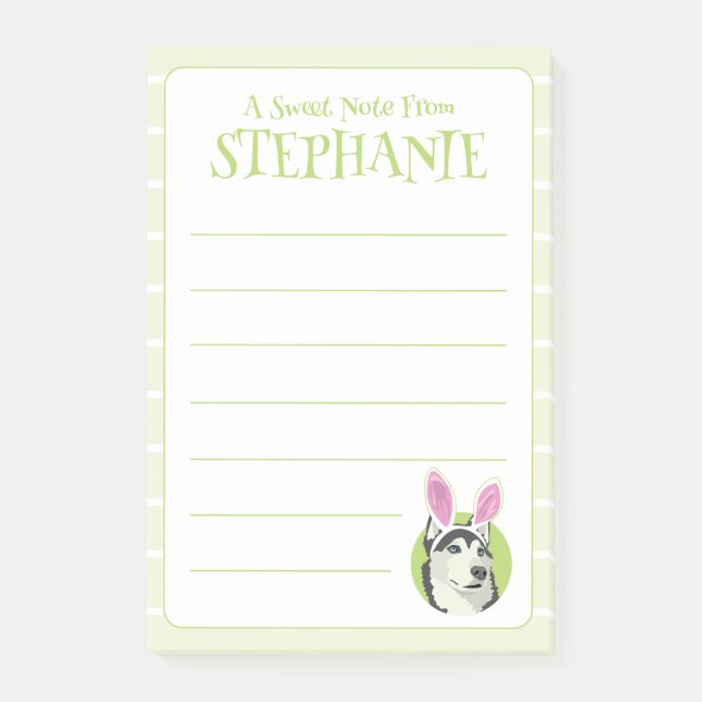Cute Husky Dog With Easter Bunny Ears  Post-it Notes (Front)