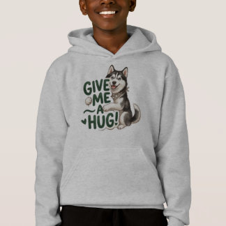 Cute Husky Give Me A Hug Kawaii Dog Design Hoodie