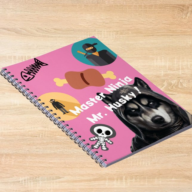 Cute Husky Ninja Notebook Personalized Pink Cover (Creator Uploaded)