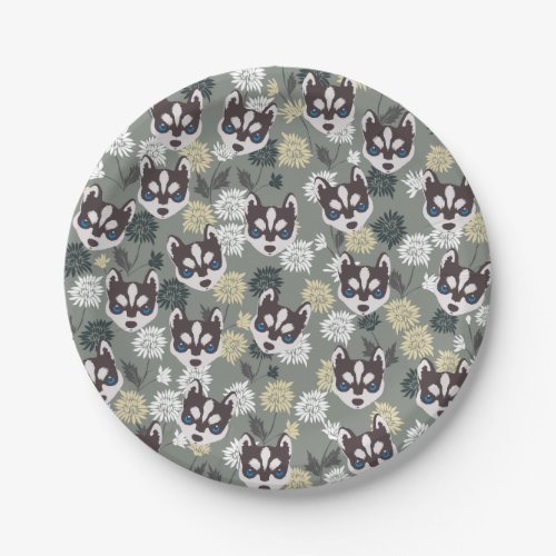 Cute Husky Paper Plates