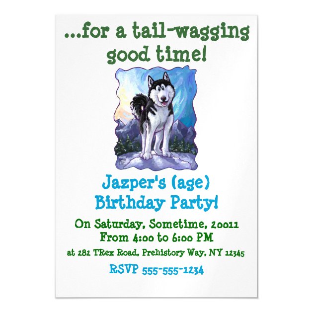 Cute Husky Party Magnetic Invitation