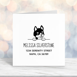 Cute Husky Puppy Address Self-inking Stamp