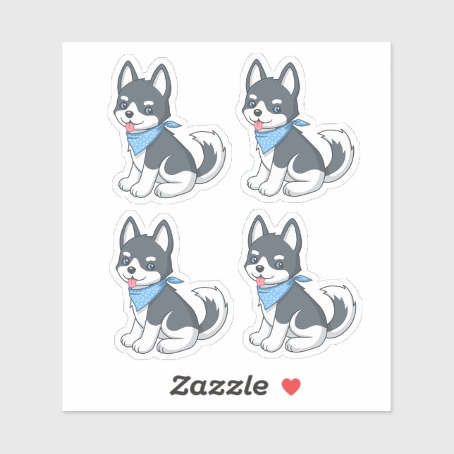 Cute Husky Puppy Dog 4 Sticker (Sheet)