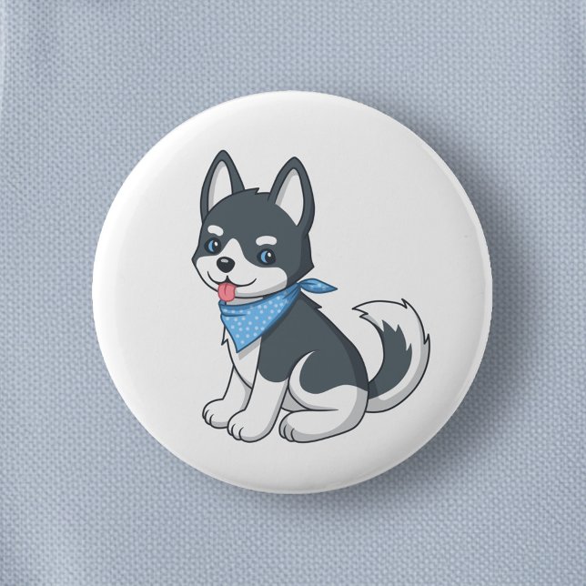 Cute Husky Puppy Dog Button (Creator Uploaded)