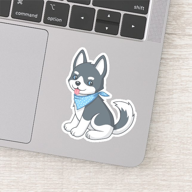 Cute Husky Puppy Dog Sticker (Detail)