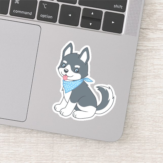 Cute Husky Puppy Dog Sticker (Detail)